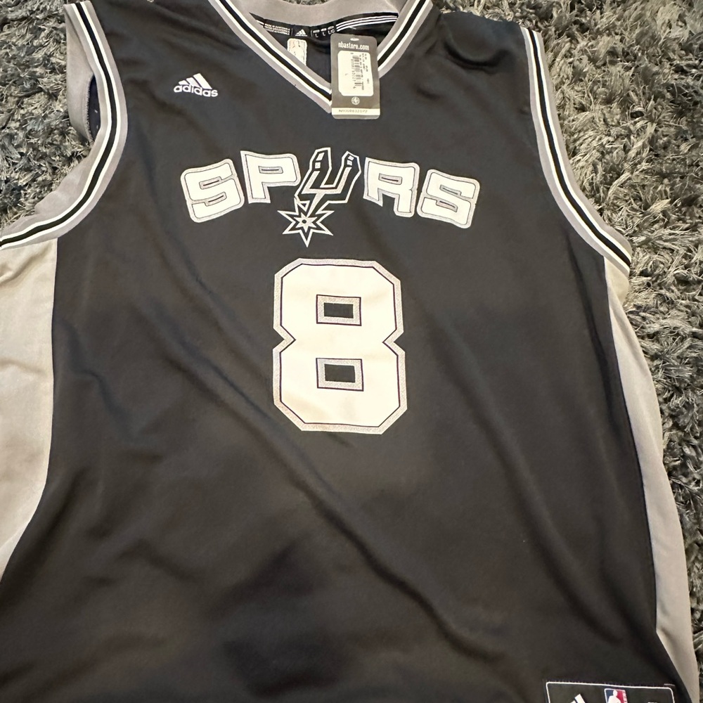 Adidas Black and White Spurs Basketball Jersey
